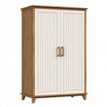 Kleiderschrank 100 x 55 x 180 cm Holz Braun Weiß mit 2 Türen im Landhausstil