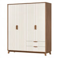 Kleiderschrank 120 x 55 x 200 cm Holzwerkstoff Weiß Walnussfarben mit 2 Türen und 2 Schubladen