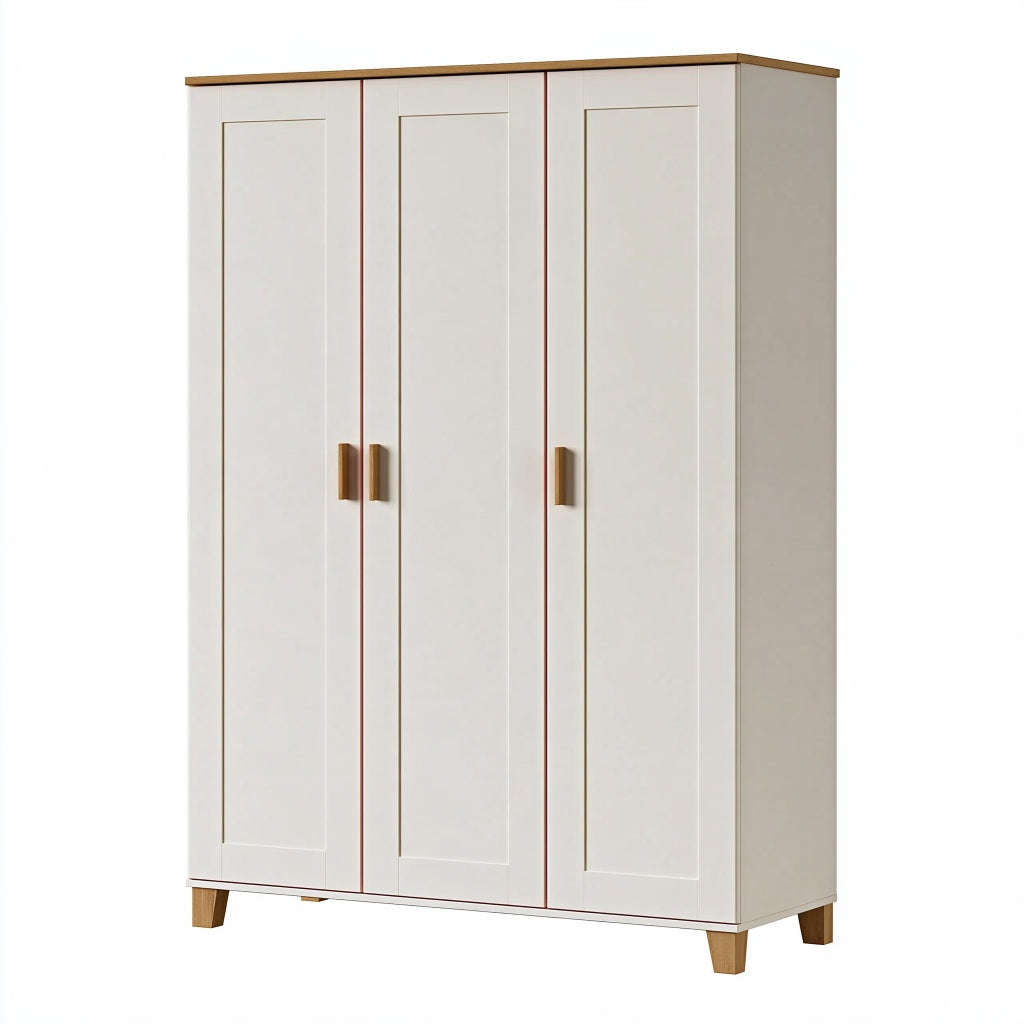 Kleiderschrank 120 x 52 x 180 cm Weiß Holzwerkstoff 3 Türen skandinavischer Stil