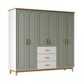 Kleiderschrank 240 x 60 x 200 cm Holzwerkstoff Grün Weiß mit 6 Türen und 3 Schubladen