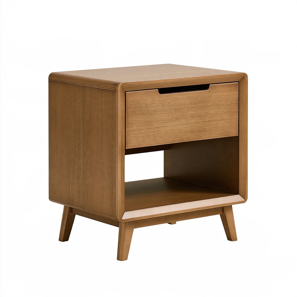 Nachtkommode 45 x 40 x 55 cm Holzwerkstoff Braun mit Schublade im Retro-Stil