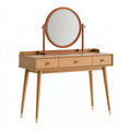 Schminktisch 100 x 45 x 135 cm Holz Naturbraun Kupfer mit Spiegel und 3 Schubladen Mid Century Stil