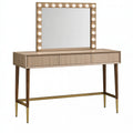 Schminktisch 120 x 45 x 145 cm Holzwerkstoff Beige mit beleuchtetem Spiegel und Schubladen