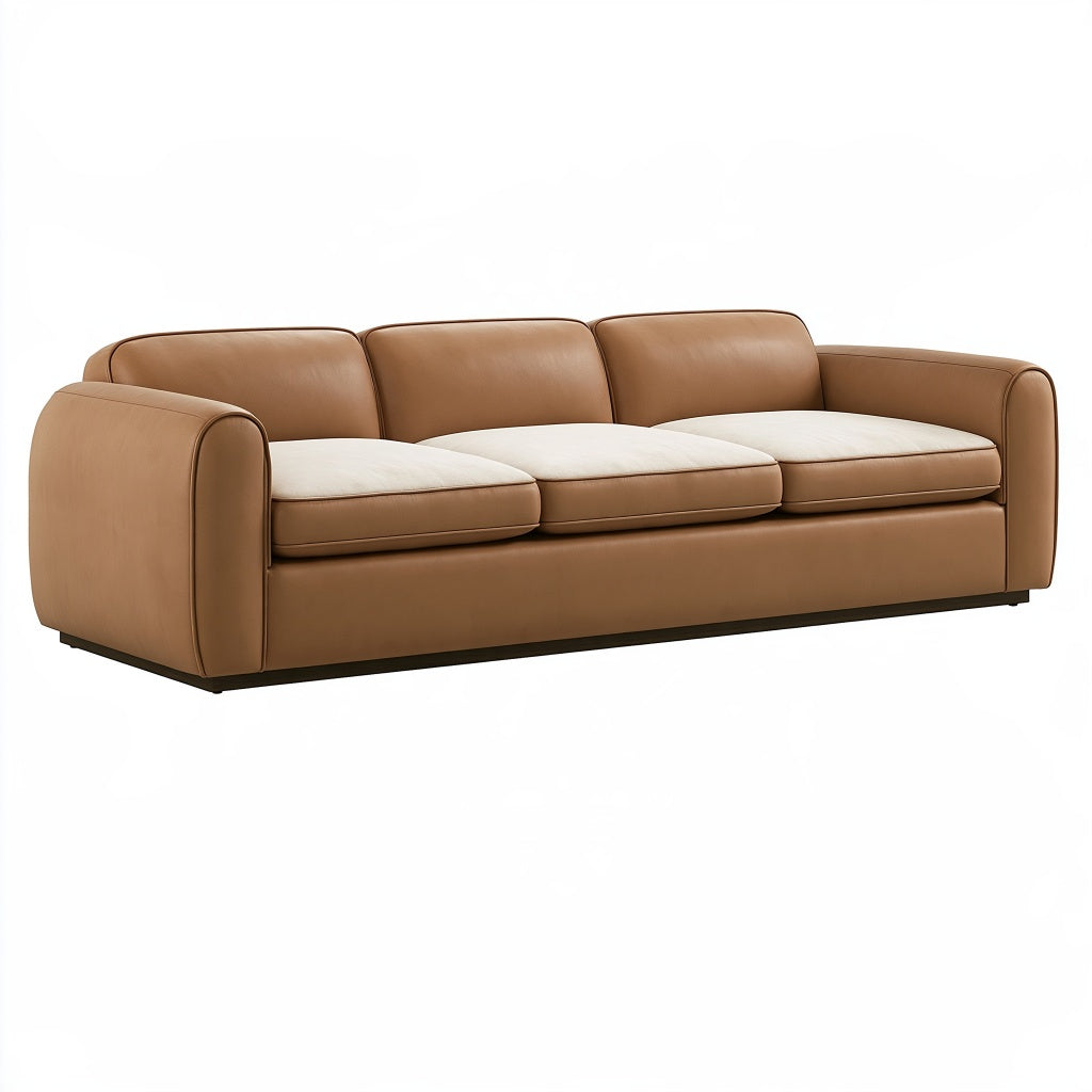 3-Sitzer Sofa 230 x 95 x 78 cm Kunstleder Cognac Creme modernes Design
