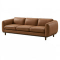 3-Sitzer Sofa 230 x 95 x 82 cm in Cognacbraun Lederoptik mit Holzfüßen