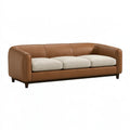 3-Sitzer-Sofa 220 cm Kunstleder Braun/Creme Modernes Wohnzimmer