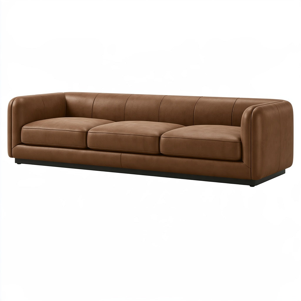 3-Sitzer Sofa 230 cm Braun Bezug in Lederoptik modernes Design