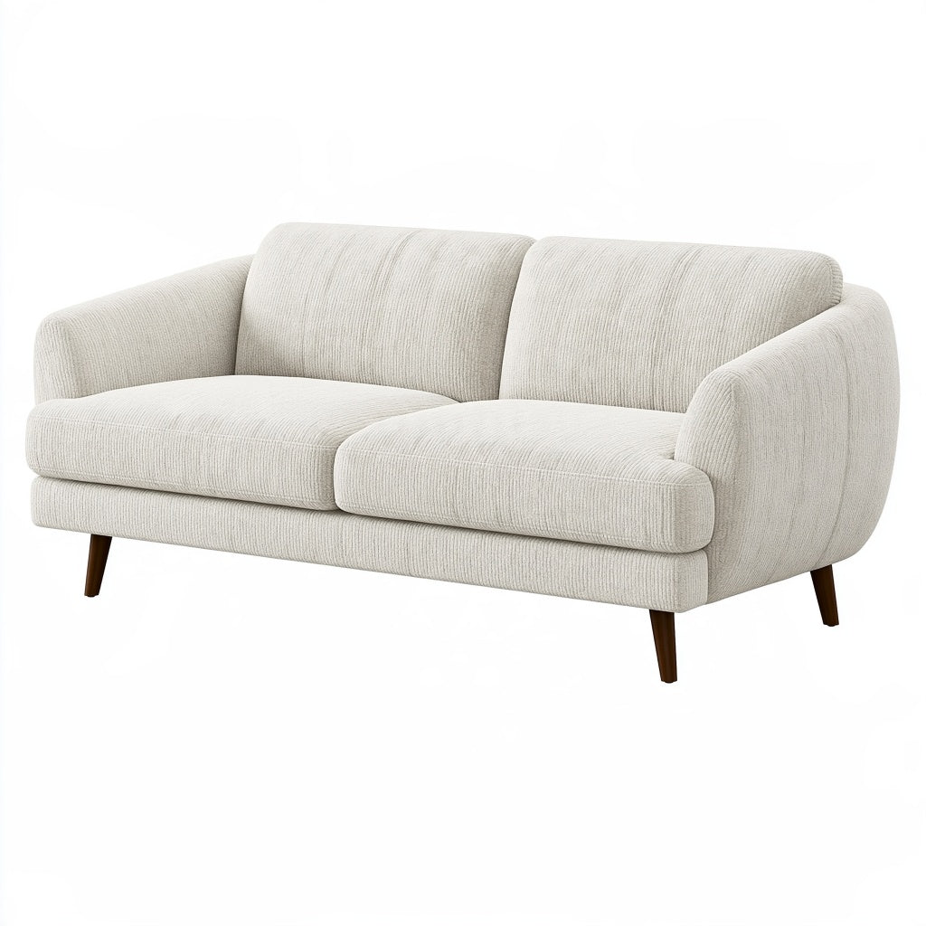 2-Sitzer Sofa 170 x 88 x 82 cm Creme Textilbezug mit Holzfüßen skandinavischer Stil