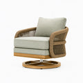 Drehsessel 82 x 80 x 86 cm mit Seilgeflecht in Beige und Naturholz