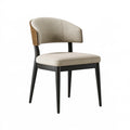 Esszimmerstuhl 58 x 55 x 78 cm mit Stoffbezug in Beige Holzgestell in Schwarz moderner Polsterstuhl