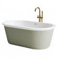Freistehende Badewanne 170 x 75 x 58 cm Acryl Salbeigrün Weiß geriffelt