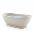Freistehende Badewanne 170 x 80 x 58 cm cremefarbenes Sanitäracryl oval modern