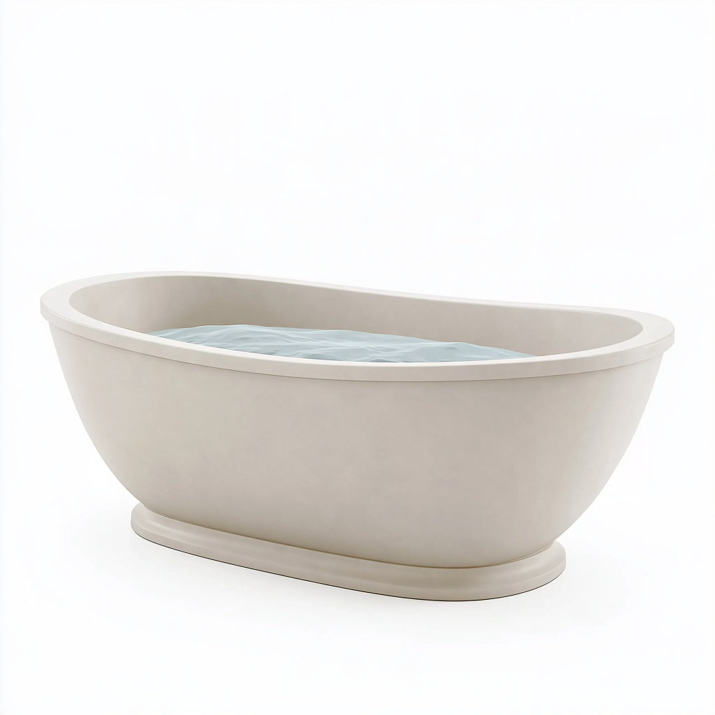 Freistehende Badewanne 170 x 80 x 58 cm cremefarbenes Sanitäracryl oval modern