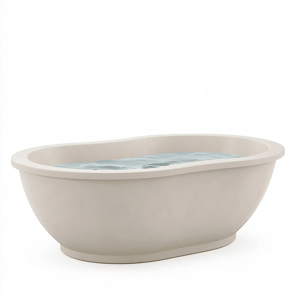 Freistehende Badewanne 170 x 75 x 58 cm aus Acryl in Beige - ovales modernes Bad