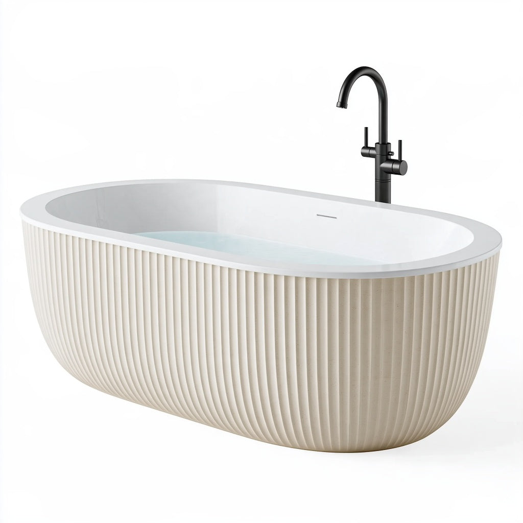 Freistehende Badewanne 170 x 75 x 58 cm Acryl Weiß mit gerippter Oberfläche